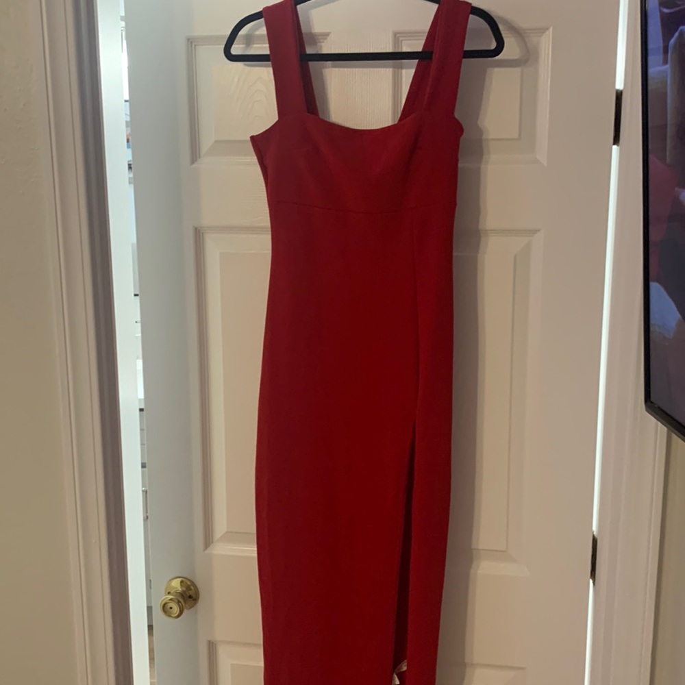Nasty Gal Square Neck Slit Side Maxi Dress